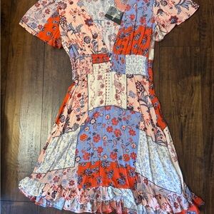 Floral Patchwork Kids Dress - Multicolor